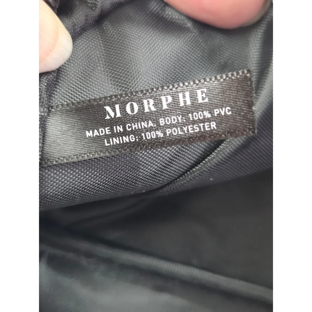 Morphe Black Saffiano Textured Makeup Brush Bag Cosmetic Travel Pouch Zip Case